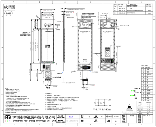 2.23inch 200*480 Bar Type IPS TFT LCD Display - Image 2